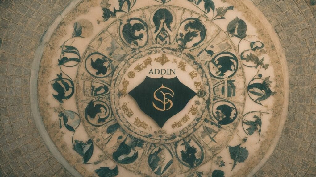A stone circle adorned with intricate symbols inspired by the Zodiac and Adin Ross.