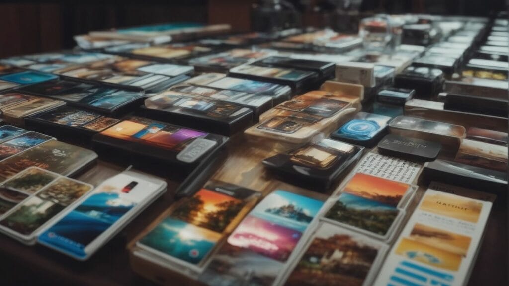 The best iPhone games displayed on a table full of cards.
