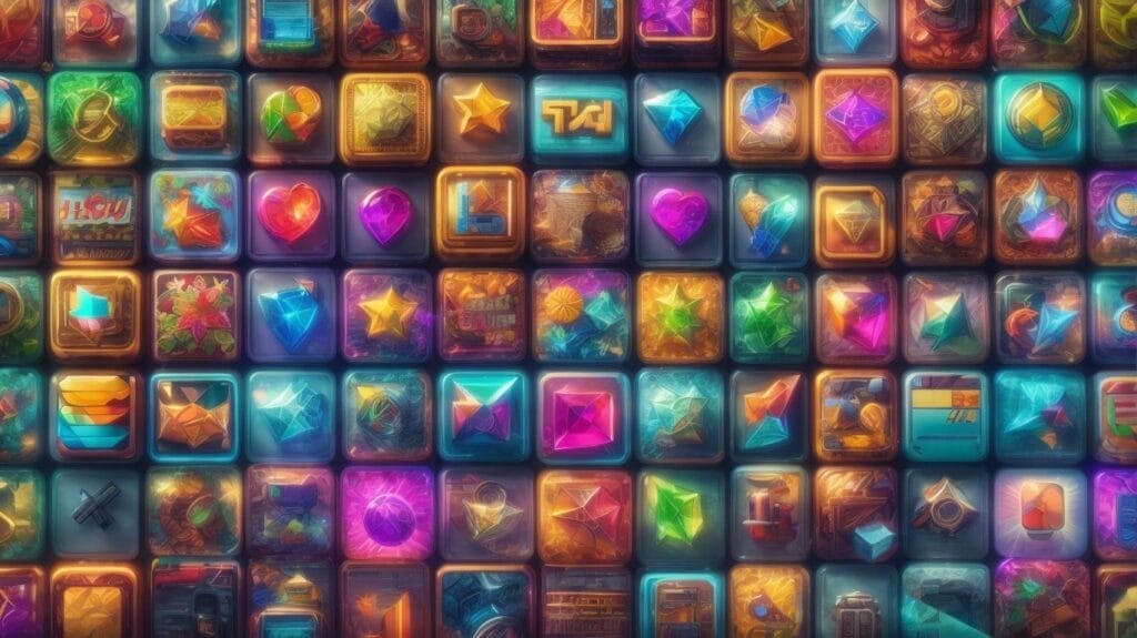 A dazzling display of vibrant gems adorning a wall.