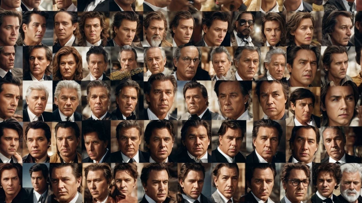 A collage of famous actors in suits and ties.