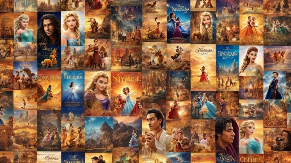 A collection of Disney movie posters.