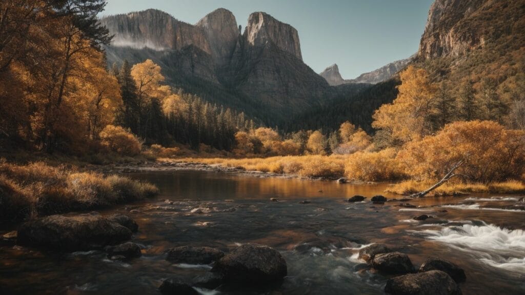 Famous Yosemite national park in autumn.