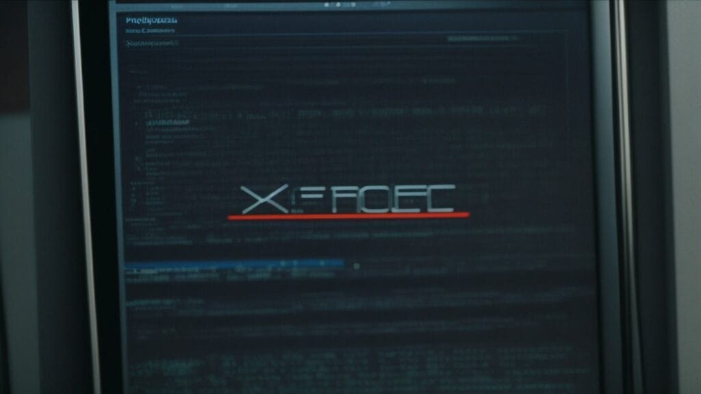 A computer screen with the word XQC effect on it.
