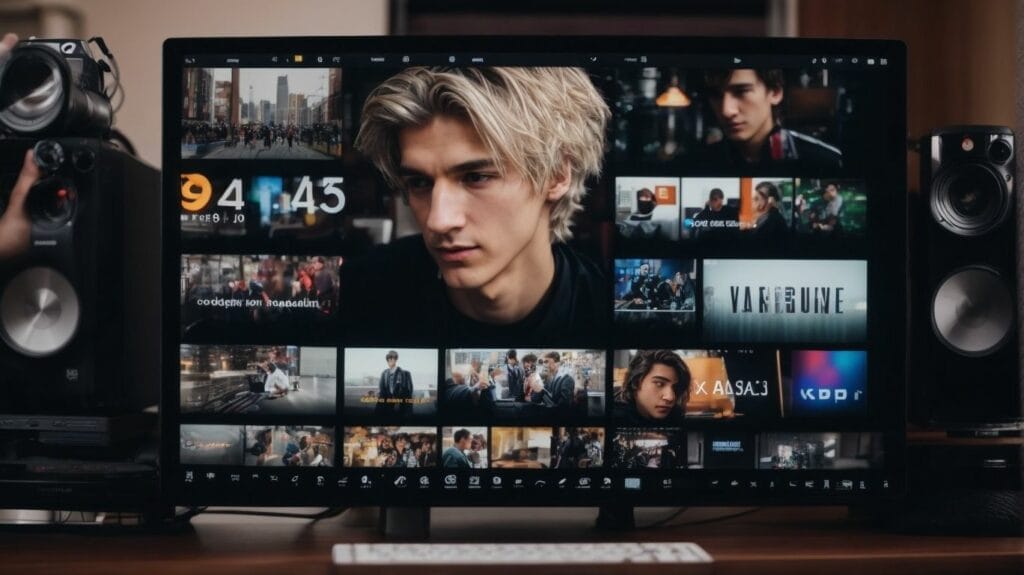 XQC streams tv shows on a computer screen