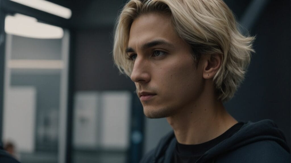 A young man in a black hoodie with blonde hair who is into dating.